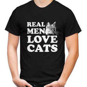 Kaos Real Man Love Cats - Unisex - Latar Gelap