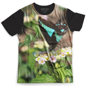 Kaos Fullprint Blue-Brown Butterfly