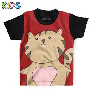 Kaos Anak Full-Print Kucing yang lucu