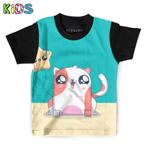 Kaos Anak Full-Print Kucing yang lucu