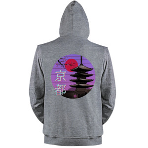 Jaket Hoodie Japanese Art - Pagoda depan belakang