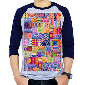 Kaos Raglan Wanita Lengan Panjang Tribal Etnik