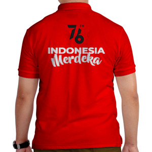 Kaos Polo 76th Indonesia merdeka - Polo Kerah Merah