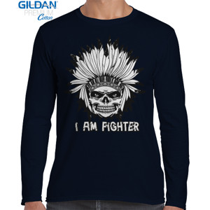 Kaos Kaos Custom Keren Tengkorak putih - I am Fighter 