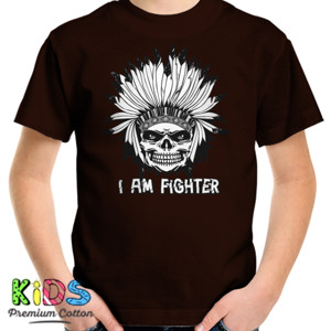 Kaos Kaos Custom Keren Tengkorak putih - I am Fighter 