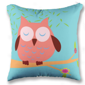 Bantal Kotak Owl Biru Tosca
