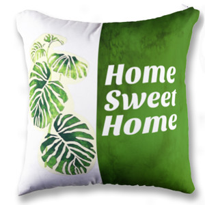Bantal home sweet home motif daun 3