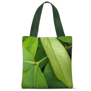 Tas Tote Fullprint Tanaman Daun Hijau