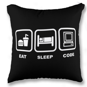 Bantal Eat Sleep Code Hitam