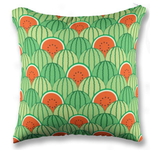 Bantal Pola Geometri Buah Semangka Merah 