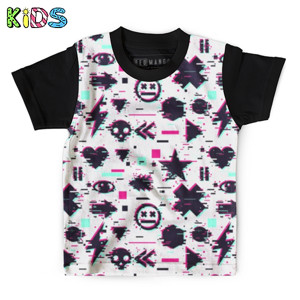 Kaos Anak Full-Print Baju Kaos Anak Glitch video games element