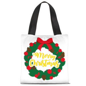 Tas Tote Fullprint christmas wreath