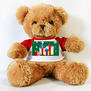 Boneka Beruang teddy with christmas gift & snowflakes