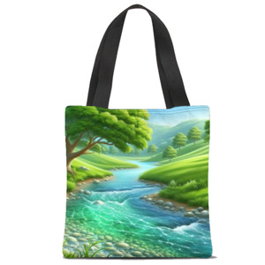 Tas Tote Fullprint sungai dan bukit