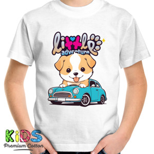 Kaos Anak Little Adventure Anak Anjing Lucu