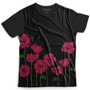 Kaos Fullprint kaos red poppy black
