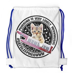 Tas Serut Fullprint Anak Kucing Bermain Music