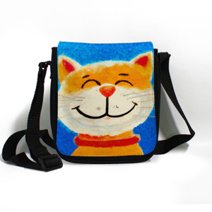 Tas Selempang Tas Selempang Lukisan Kucing Imut Tersenyum 1