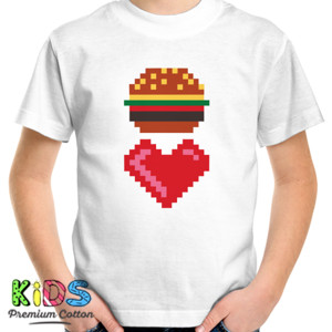 Kaos 8-BIT BURGER LOVE geek nerd