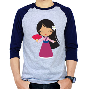 Kaos Raglan Gadis Korea Lucu