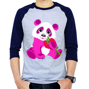 Kaos Raglan Pink Panda