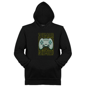 Jaket Hoodie Tipografi Gaming Pemain Video Game Konsol Kuning