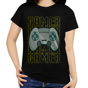 Kaos Tipografi Gaming Pemain Video Game Konsol Kuning