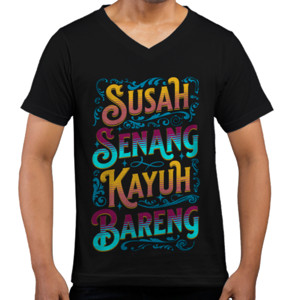 Kaos  Tipografi Kata-Kata Lucu Susah Senang Kayuh Bareng