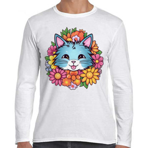 Kaos Kaos Wanita Elegan dengan Desain Kucing dan Bunga