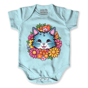 Baby Jumper Kaos Wanita Elegan dengan Desain Kucing dan Bunga