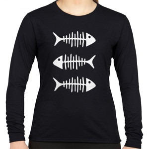 Kaos White Fish Bones T Shirt Funny - Sakatiar