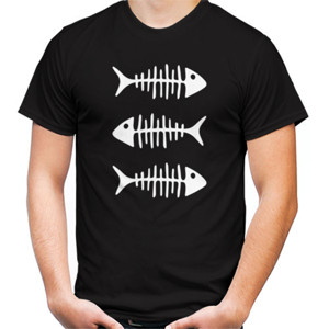 Kaos White Fish Bones T Shirt Funny - Sakatiar