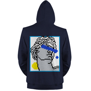 Jaket Hoodie Pixel Statue Mini Print Hoodie