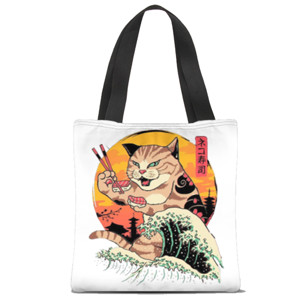 Tas Tote Fullprint Sushi Cat