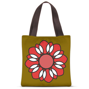 Tas Tote Fullprint Bunga Merah (Red Flower)