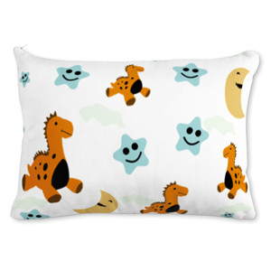 Bantal pola dinosaurus, bulan, dan bintang