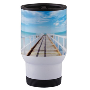 Travel Mug Blue Beach Bridge