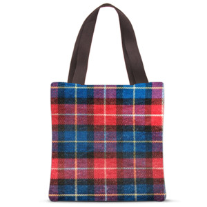 Tas Tote Fullprint Kotak Kotak Biru Merah