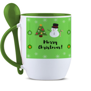 Mug Sendok Natal - Merry Christmas Hijau