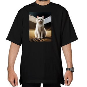 Kaos Oversize Kucing Putih Bersayap Lucu Menggemaskan Estetik