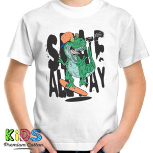 Kaos dinosaur t rex bermain skaterboard