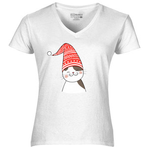Kaos Kitty Cute Santa Claus Christmas  Tees