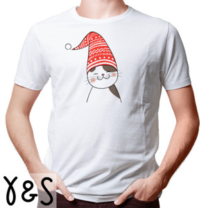 Kaos Kitty Cute Santa Claus Christmas  Tees