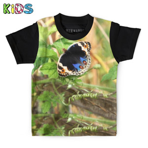 Kaos Anak Full-Print Kupu-kupu Biru Hitam