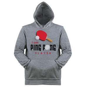Jaket Hoodie Kaos i am ping pong player #1  transparan