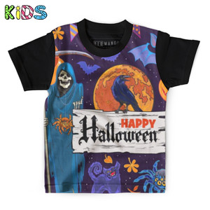 Kaos Anak Full-Print Baju Kaos Anak halloween cartoon characters