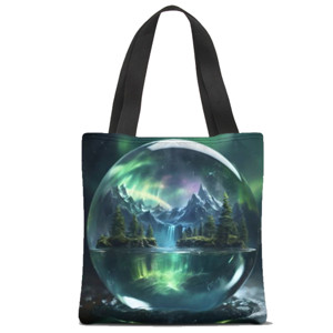 Tas Tote Fullprint aurora scenery in a water buble