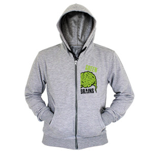 Hoodie Zipper Kaos Green Brains (SB7WX)