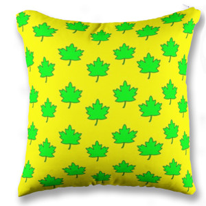 Bantal Sofa Pola Daun Background Kuning Customic47