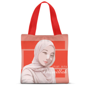 Tas Tote Fullprint Start with Bismillah